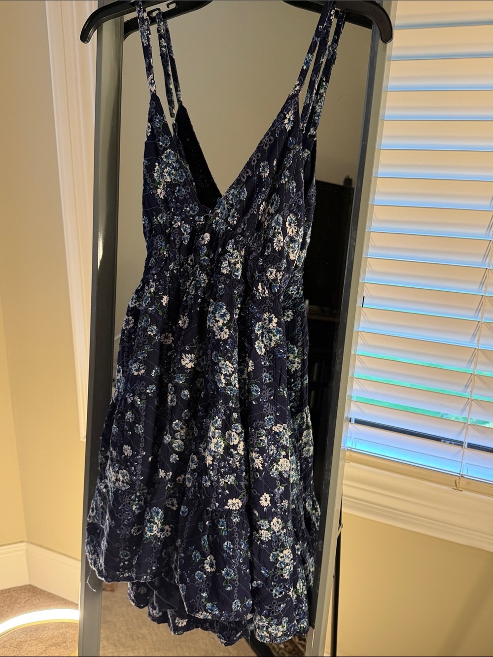 Navy Floral Spaghetti-Strap Sundress